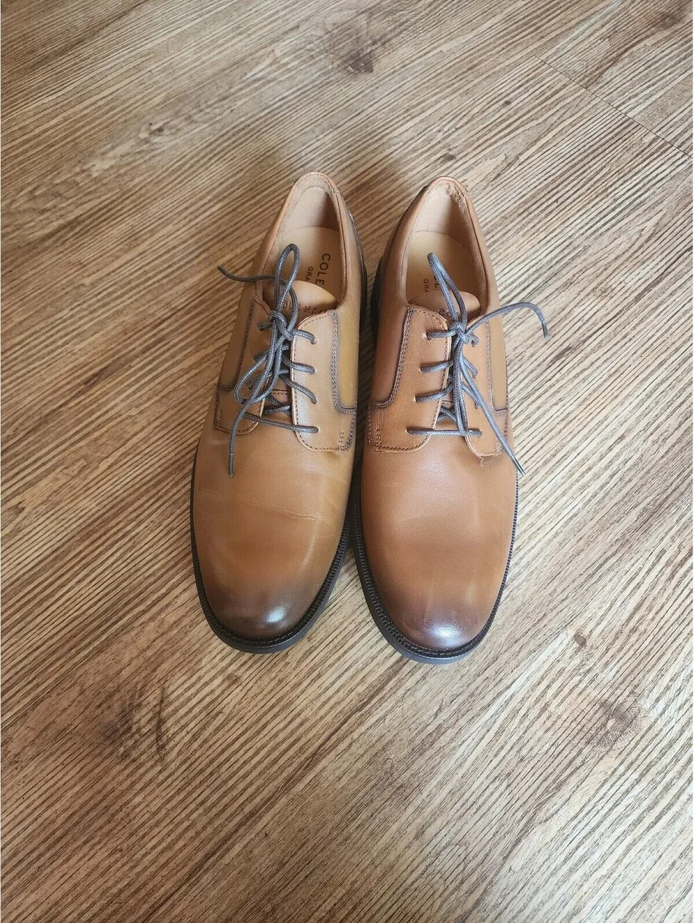 Size 9.5 Cole Haan Men's Tan Leather Dress Shoes with Rubber Sole, Size 10